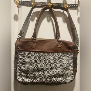Myra Crossbody Bag - Brown and Black Patterned - EUC